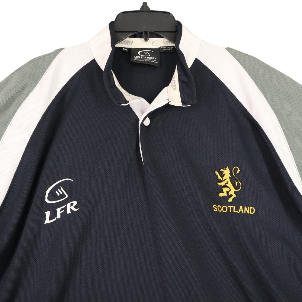 Live For Rugby LFR Scotland Rugby Jersey Mens 3XL Navy Performance Polo Shirt